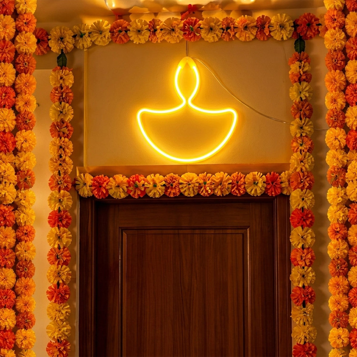 White Led Diya Shape Hanging Light For Festive Diwali Home Decor (1 Pc ...